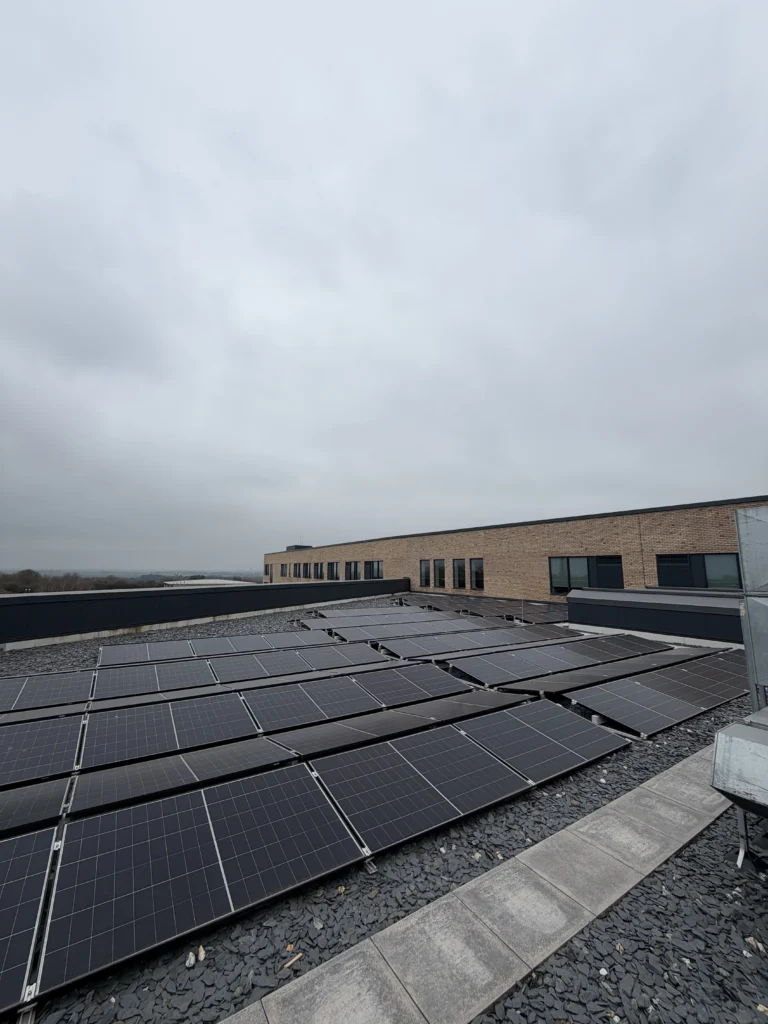Commercial solar PV array on the roof of North Lindsey College, providing renewable energy solutions as part of a comprehensive energy and sustainability strategy by GC Reports